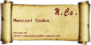 Menczel Csaba névjegykártya